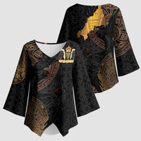 Cornwall Celtic-Chough and Knot Kimono Sleeve Blouse - Wonder Print Shop