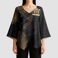 Cornwall Celtic-Chough and Knot Kimono Sleeve Blouse - Wonder Print Shop