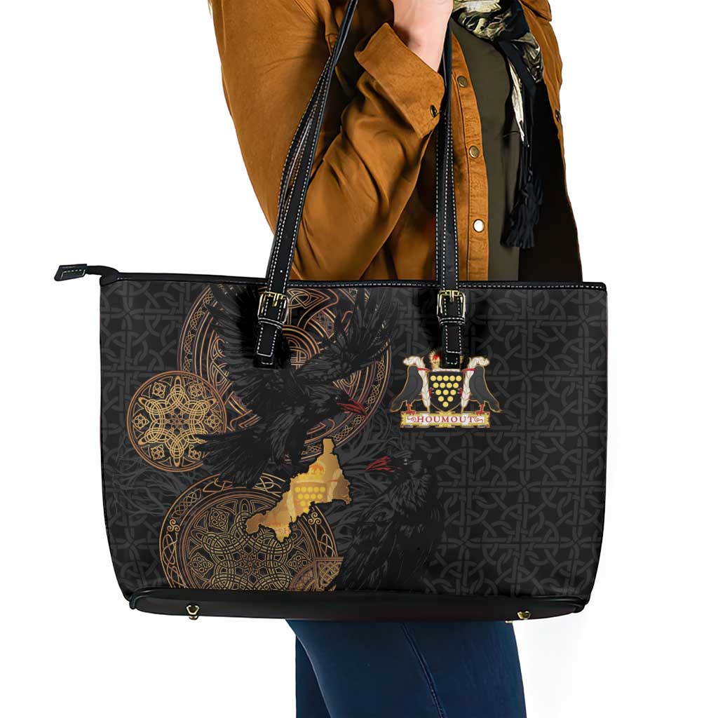Cornwall Celtic-Chough and Knot Leather Tote Bag - Wonder Print Shop