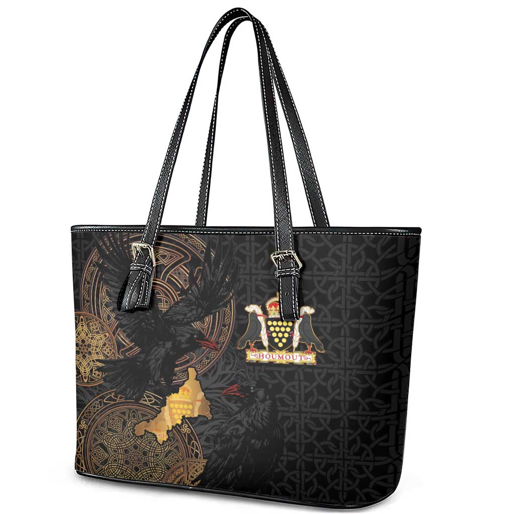 Cornwall Celtic-Chough and Knot Leather Tote Bag - Wonder Print Shop