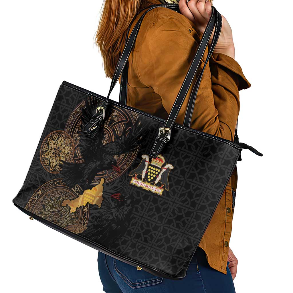 Cornwall Celtic-Chough and Knot Leather Tote Bag - Wonder Print Shop