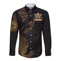 Cornwall Celtic-Chough and Knot Long Sleeve Button Shirt - Wonder Print Shop