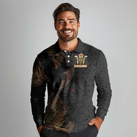 Cornwall Celtic-Chough and Knot Long Sleeve Polo Shirt - Wonder Print Shop