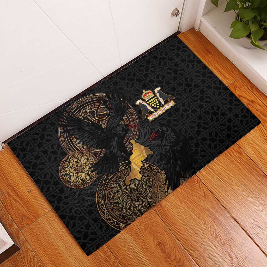 Cornwall Celtic-Chough and Knot Rubber Doormat - Wonder Print Shop