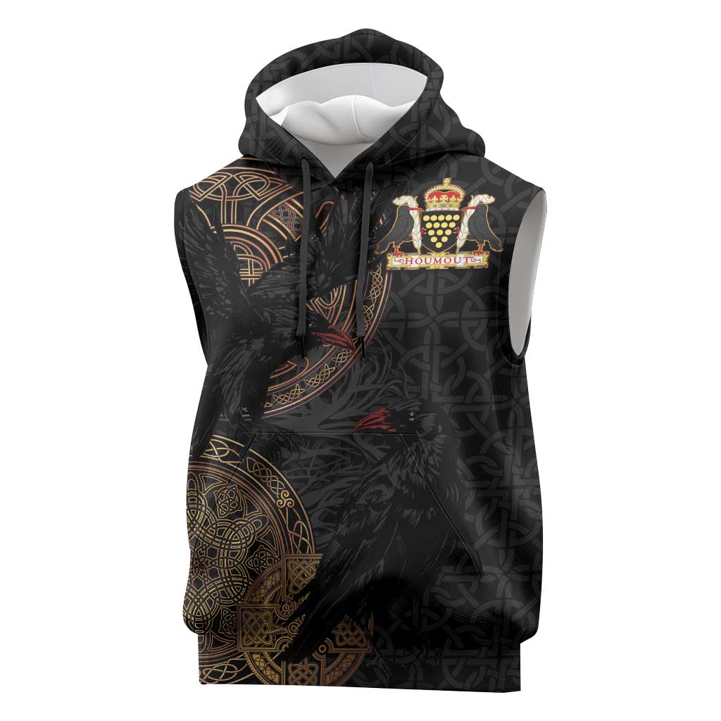 Cornwall Celtic-Chough and Knot Sleeveless Hoodie - Wonder Print Shop