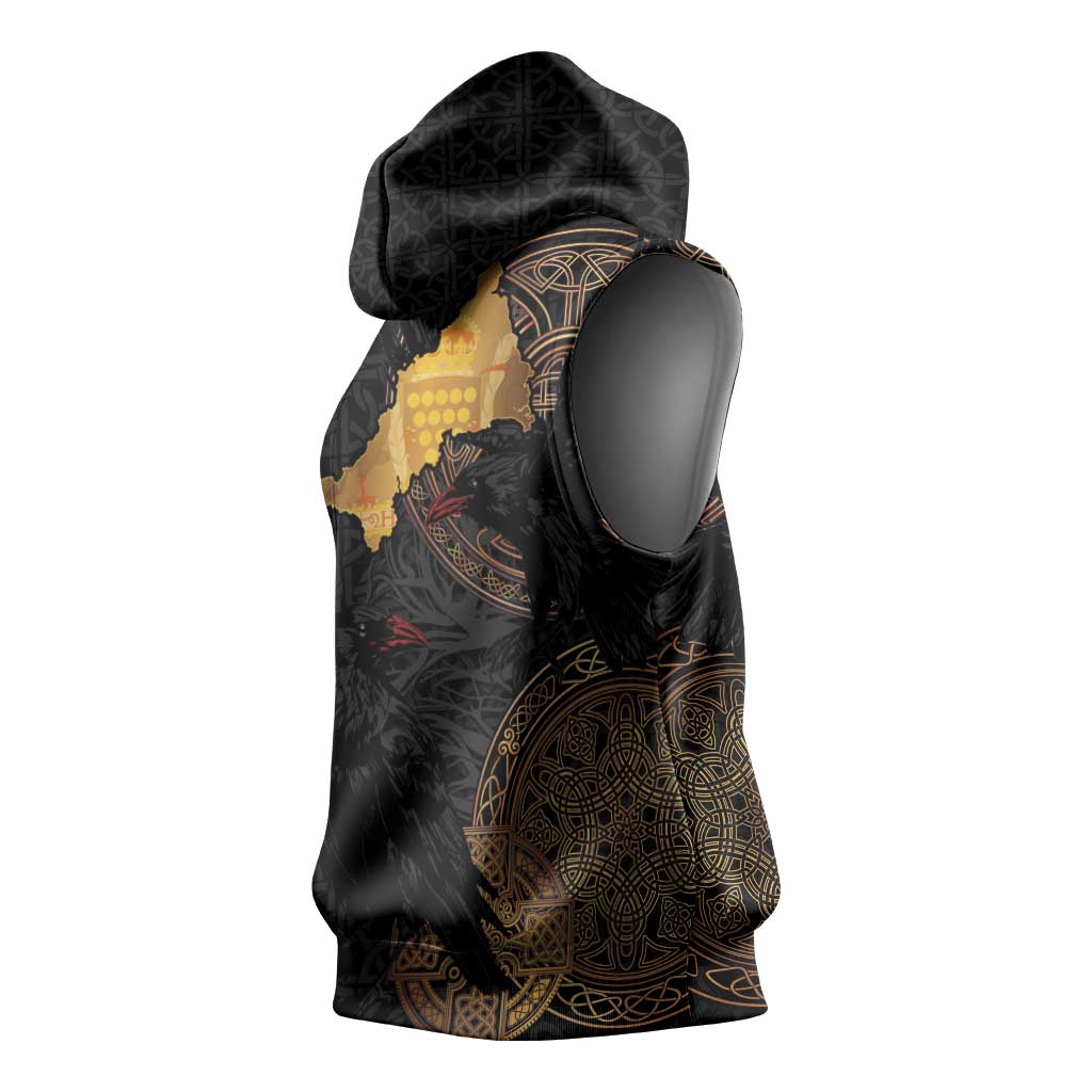 Cornwall Celtic-Chough and Knot Sleeveless Hoodie - Wonder Print Shop