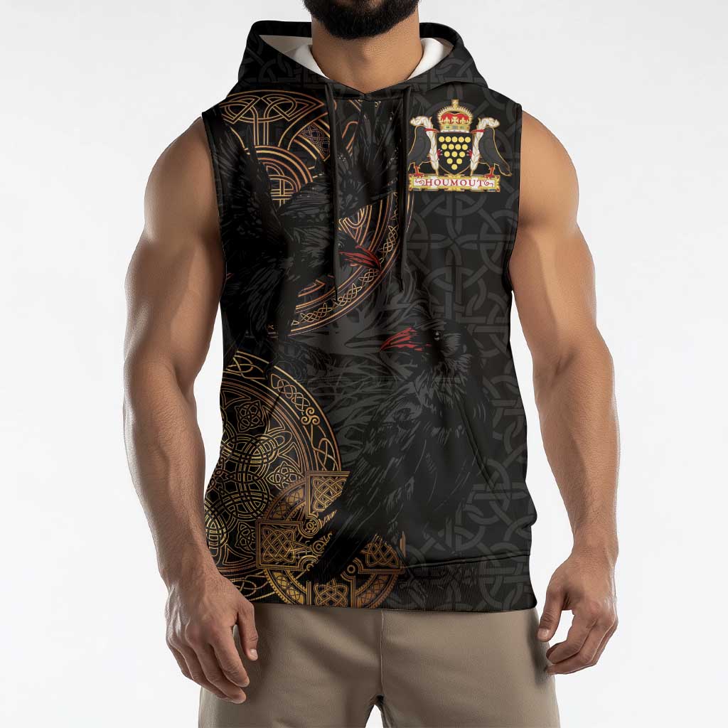 Cornwall Celtic-Chough and Knot Sleeveless Hoodie - Wonder Print Shop