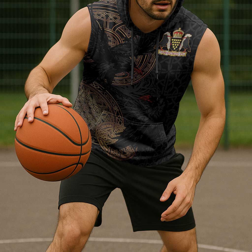 Cornwall Celtic-Chough and Knot Sleeveless Hoodie - Wonder Print Shop