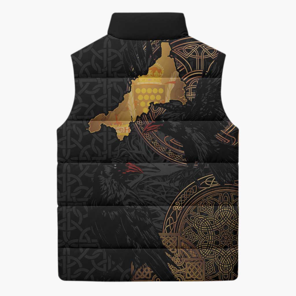 Cornwall Celtic-Chough and Knot Sleeveless Puffer Jacket - Wonder Print Shop