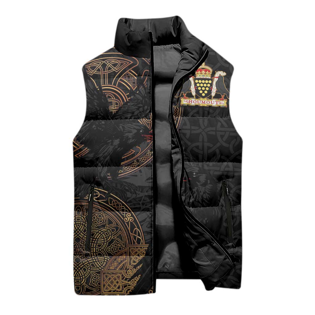 Cornwall Celtic-Chough and Knot Sleeveless Puffer Jacket - Wonder Print Shop