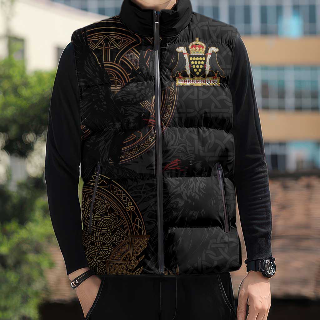 Cornwall Celtic-Chough and Knot Sleeveless Puffer Jacket - Wonder Print Shop