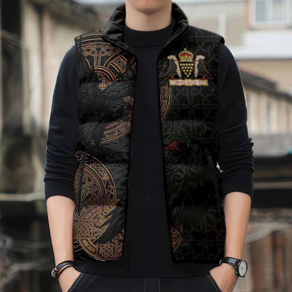Cornwall Celtic-Chough and Knot Sleeveless Puffer Jacket - Wonder Print Shop