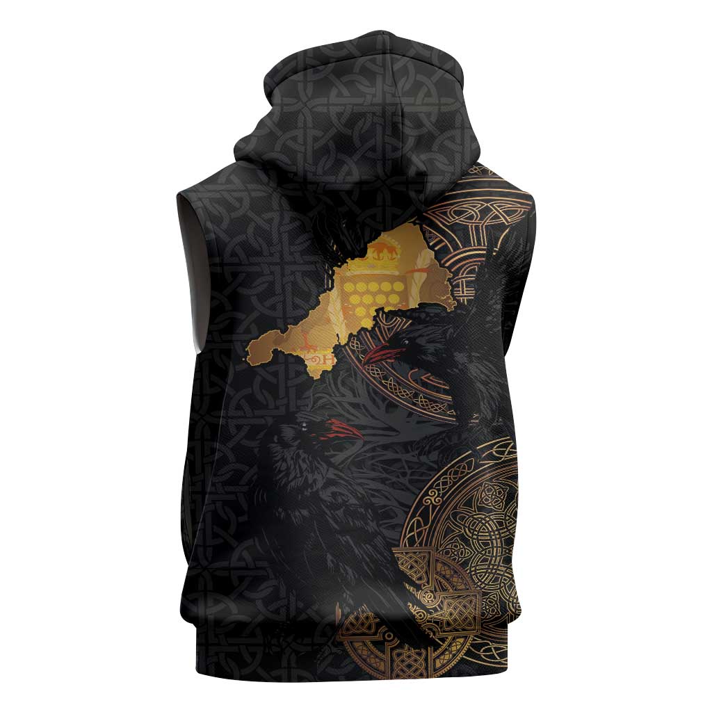 Cornwall Celtic-Chough and Knot Sleeveless Zip Hoodie - Wonder Print Shop
