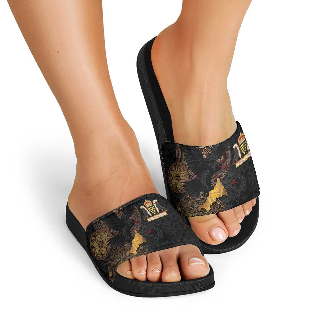 Cornwall Celtic-Chough and Knot Slide Sandals - Wonder Print Shop