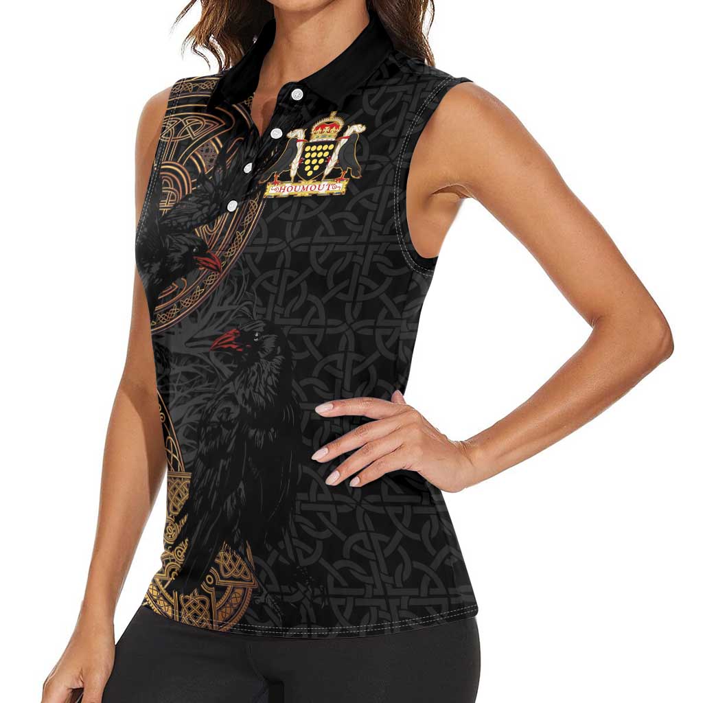 Cornwall Celtic-Chough and Knot Women Sleeveless Polo Shirt - Wonder Print Shop