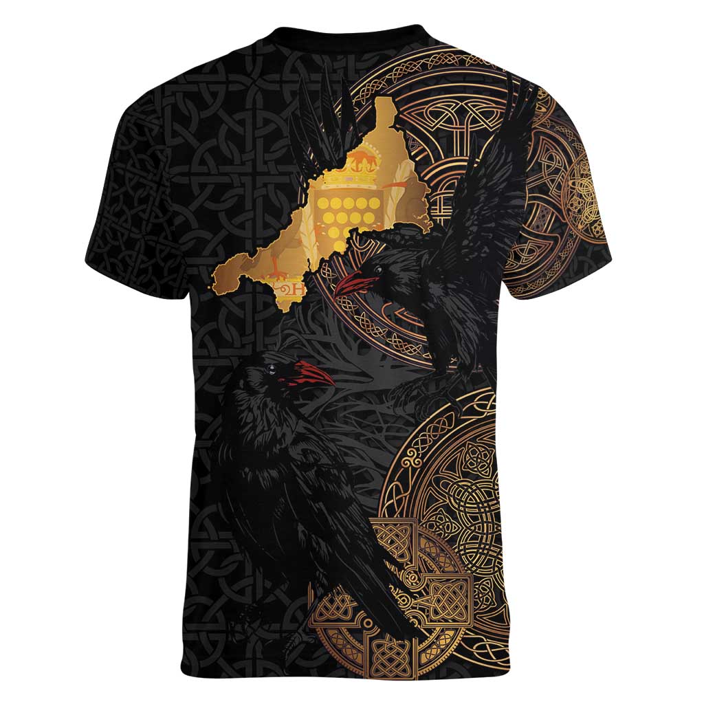 Cornwall Celtic-Chough and Knot Women V-Neck T-Shirt - Wonder Print Shop