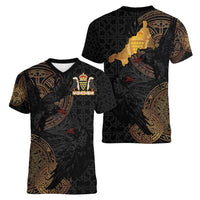 Cornwall Celtic-Chough and Knot Women V-Neck T-Shirt - Wonder Print Shop