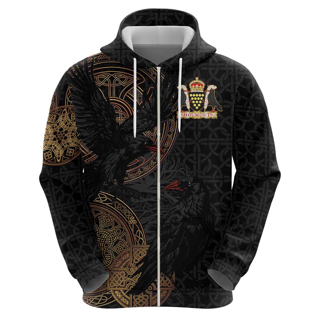 Cornwall Celtic-Chough and Knot Zip Hoodie - Wonder Print Shop