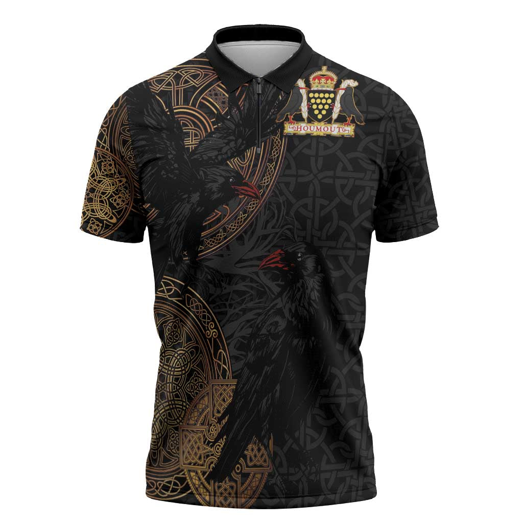 Cornwall Celtic-Chough and Knot Zipper Polo Shirt - Wonder Print Shop