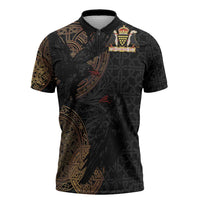 Cornwall Celtic-Chough and Knot Zipper Polo Shirt - Wonder Print Shop