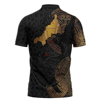 Cornwall Celtic-Chough and Knot Zipper Polo Shirt - Wonder Print Shop