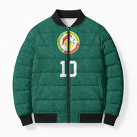 Custom Senegal Football Bomber Puffer Jacket Traditional Senegalese Fabric Sporty Style