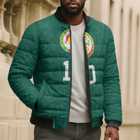 Custom Senegal Football Bomber Puffer Jacket Traditional Senegalese Fabric Sporty Style