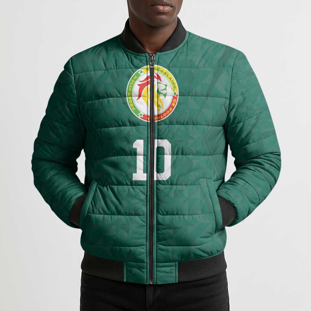Custom Senegal Football Bomber Puffer Jacket Traditional Senegalese Fabric Sporty Style