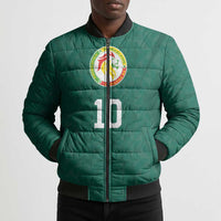 Custom Senegal Football Bomber Puffer Jacket Traditional Senegalese Fabric Sporty Style