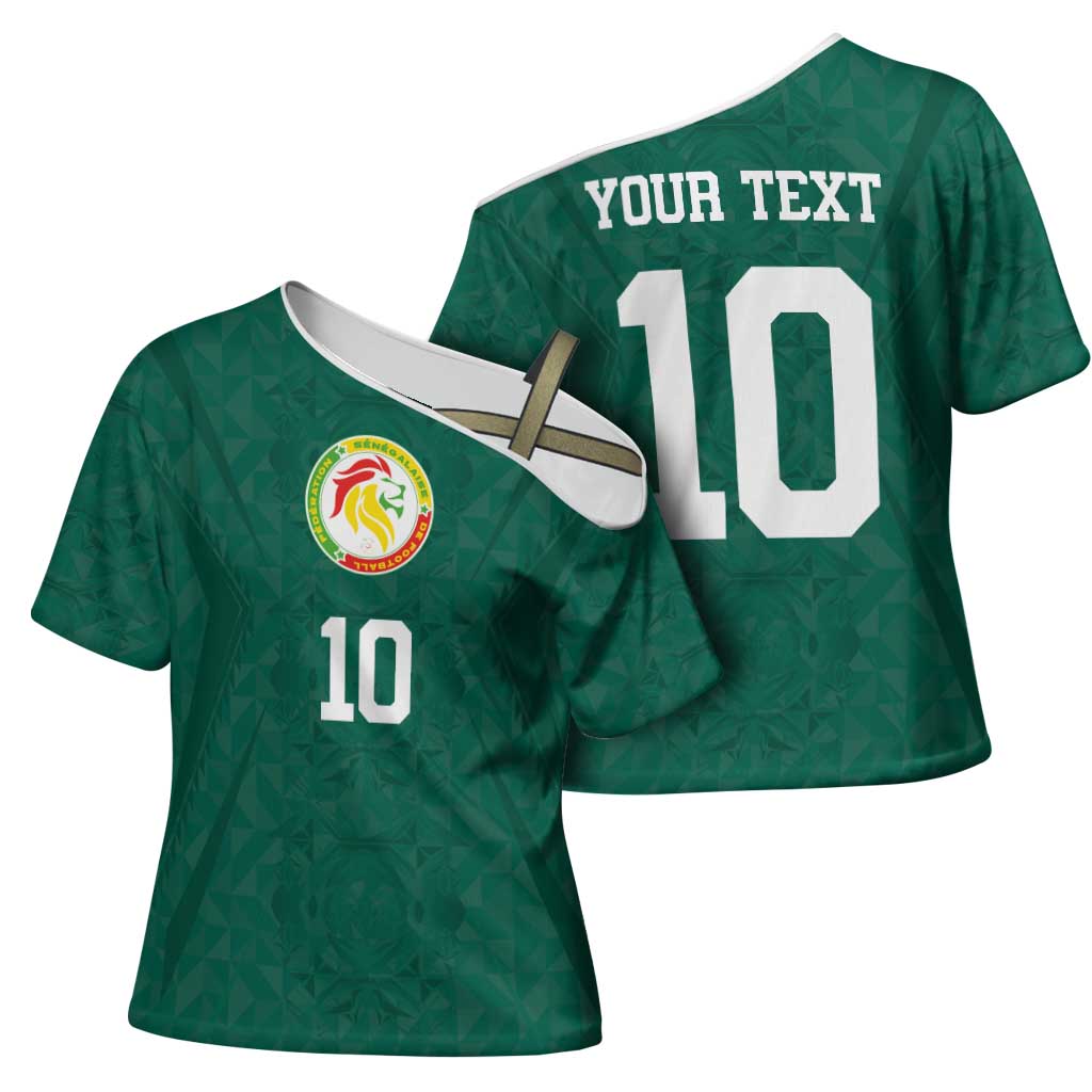 Custom Senegal Football Cross Shoulder Shirt Traditional Senegalese Fabric Sporty Style