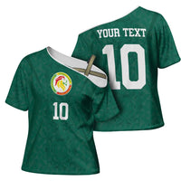 Custom Senegal Football Cross Shoulder Shirt Traditional Senegalese Fabric Sporty Style