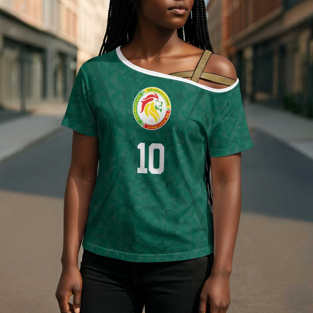 Custom Senegal Football Cross Shoulder Shirt Traditional Senegalese Fabric Sporty Style