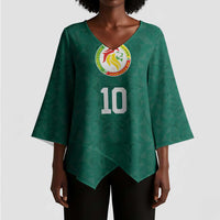 Custom Senegal Football Kimono Sleeve Blouse Traditional Senegalese Fabric Sporty Style