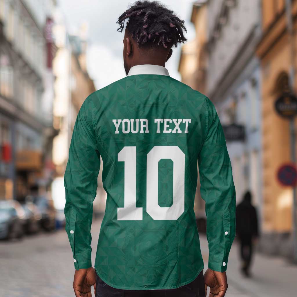 Custom Senegal Football Long Sleeve Button Shirt Traditional Senegalese Fabric Sporty Style