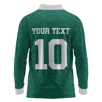 Custom Senegal Football Long Sleeve Polo Shirt Traditional Senegalese Fabric Sporty Style