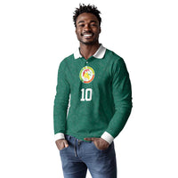 Custom Senegal Football Long Sleeve Polo Shirt Traditional Senegalese Fabric Sporty Style