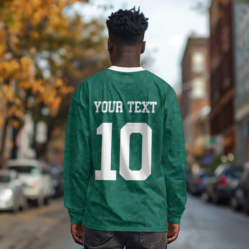 Custom Senegal Football Long Sleeve Shirt Traditional Senegalese Fabric Sporty Style