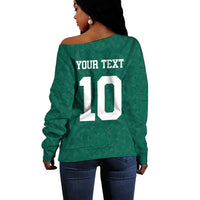 Custom Senegal Football Off Shoulder Sweater Traditional Senegalese Fabric Sporty Style