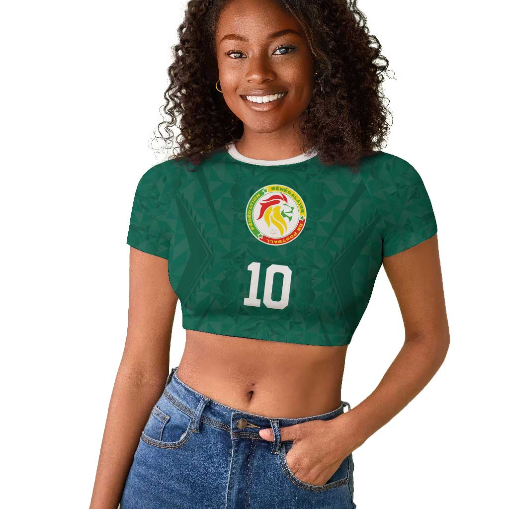 Custom Senegal Football Raglan Cropped T shirt Traditional Senegalese Fabric Sporty Style