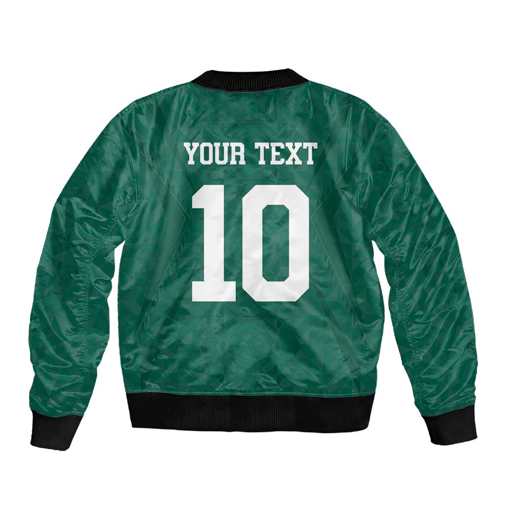 Custom Senegal Football Sleeve Zip Bomber Jacket Traditional Senegalese Fabric Sporty Style