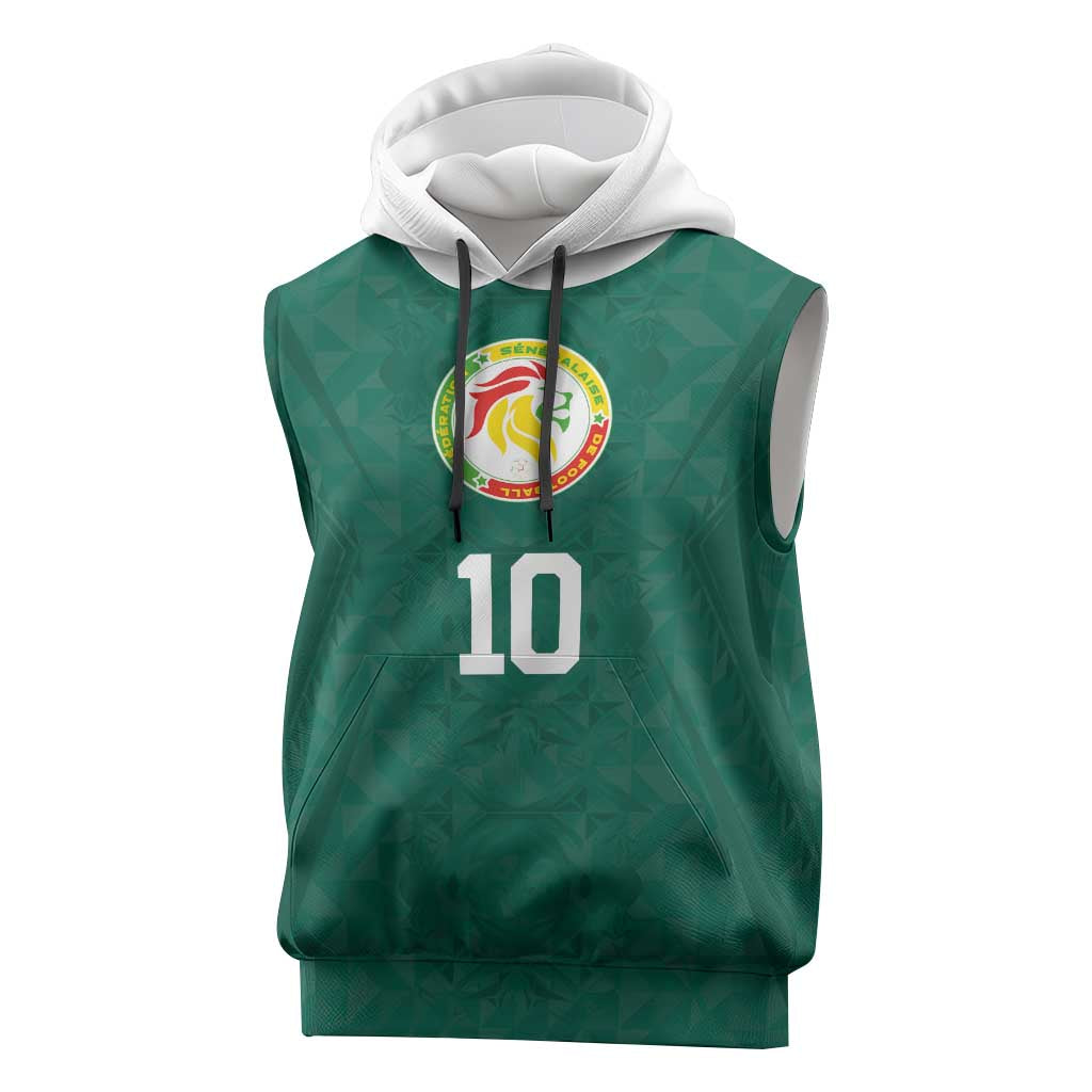 Custom Senegal Football Sleeveless Hoodie Traditional Senegalese Fabric Sporty Style