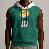 Custom Senegal Football Sleeveless Hoodie Traditional Senegalese Fabric Sporty Style