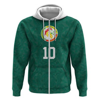 Custom Senegal Football Zip Hoodie Traditional Senegalese Fabric Sporty Style