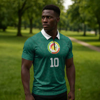 Custom Senegal Football Zipper Polo Shirt Traditional Senegalese Fabric Sporty Style