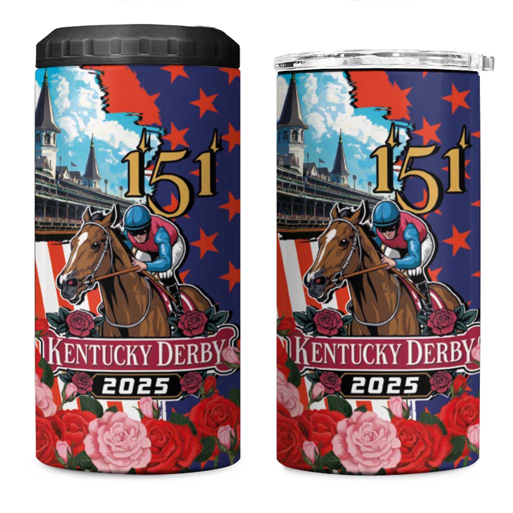 Kentucky Horses Racing 2025 4 in 1 Can Cooler Tumbler Anniversary 151st The Race for the Roses