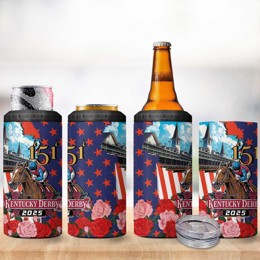 Kentucky Horses Racing 2025 4 in 1 Can Cooler Tumbler Anniversary 151st The Race for the Roses