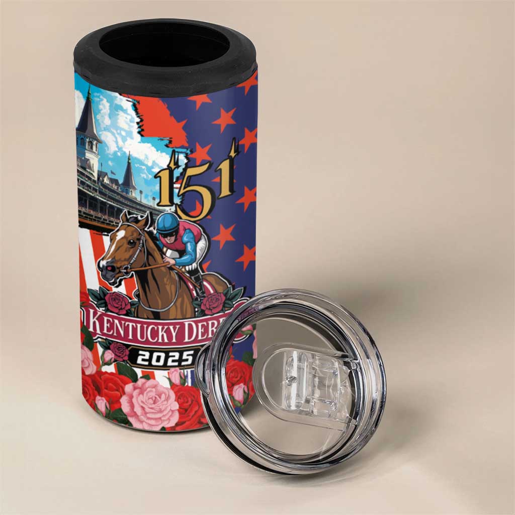 Kentucky Horses Racing 2025 4 in 1 Can Cooler Tumbler Anniversary 151st The Race for the Roses