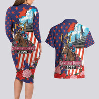 Kentucky Horses Racing 2025 Couples Matching Long Sleeve Bodycon Dress and Hawaiian Shirt Anniversary 151st The Race for the Roses