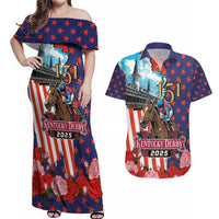 Kentucky Horses Racing 2025 Couples Matching Off Shoulder Maxi Dress and Hawaiian Shirt Anniversary 151st The Race for the Roses