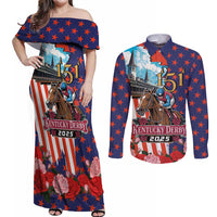 Kentucky Horses Racing 2025 Couples Matching Off Shoulder Maxi Dress and Long Sleeve Button Shirt Anniversary 151st The Race for the Roses